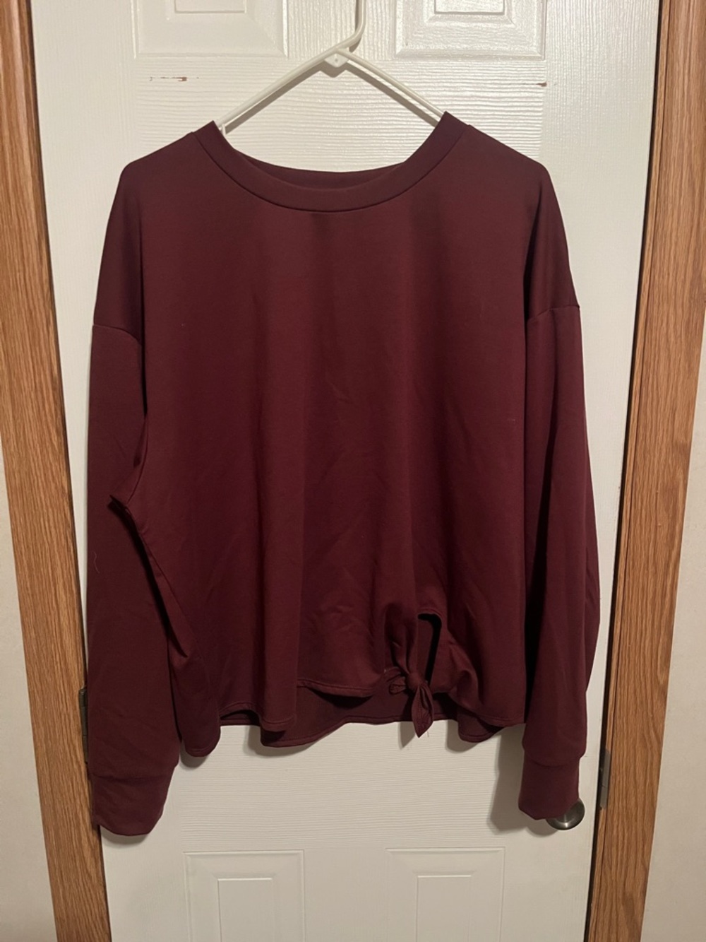 Avia Burgundy Tie-Hem Crewneck Sweatshirt